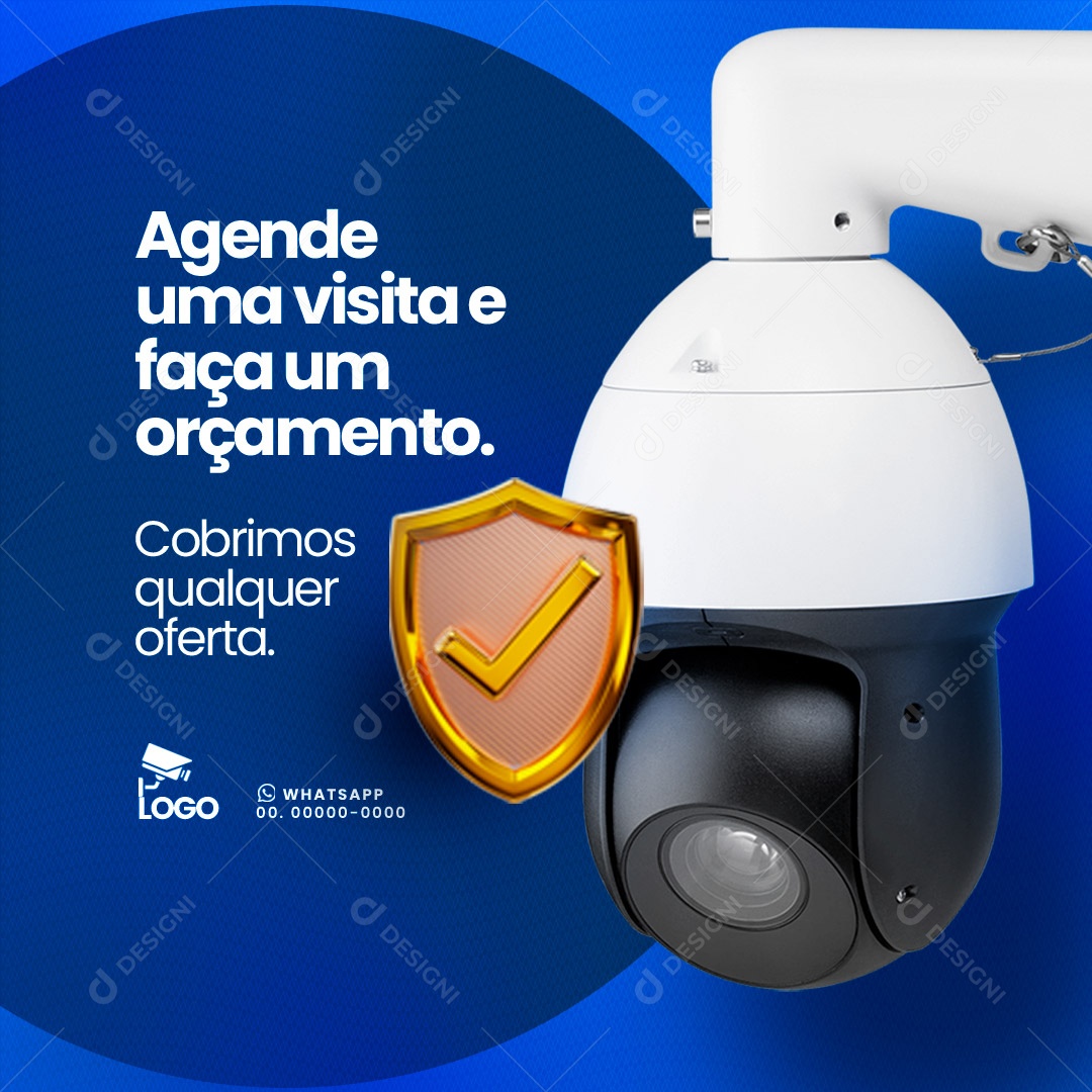 Agende Uma Visita Faça Um Orçamento. Segurança Eletrônica Social Media PSD Editável