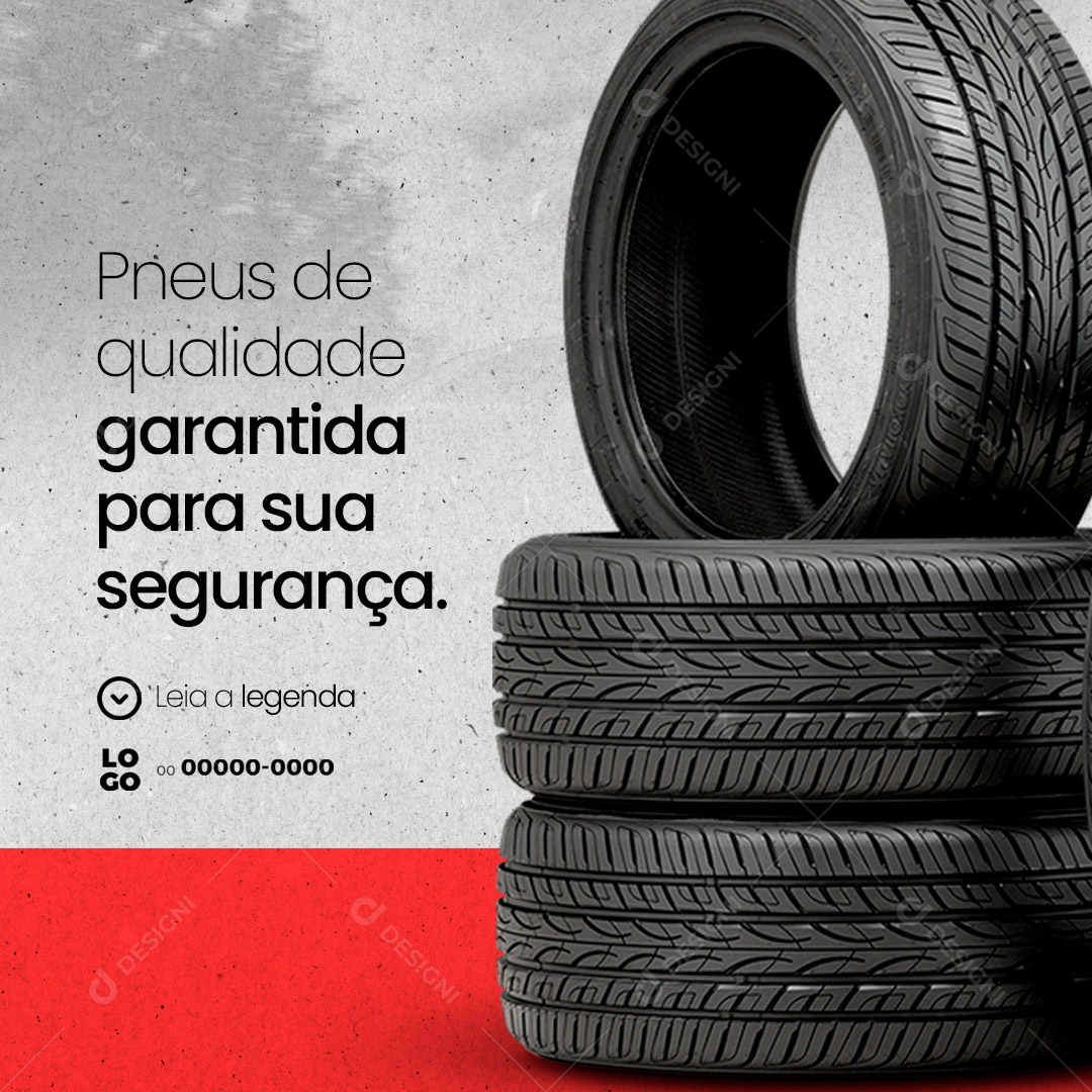 Pneus de Qualidade Garantida. Loja de Pneus Social Media PSD Editável