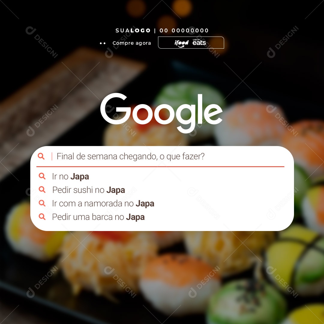 Final de Semana Chegando, Fazer o Que? Restaurante Japonês Social Media PSD Editável