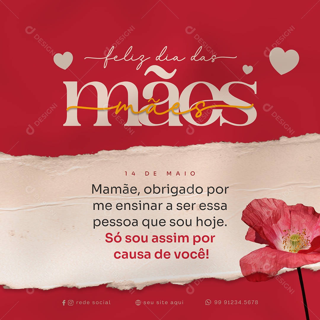 Social Media Dia Das Mães  Por Causa De Você PSD Editavel