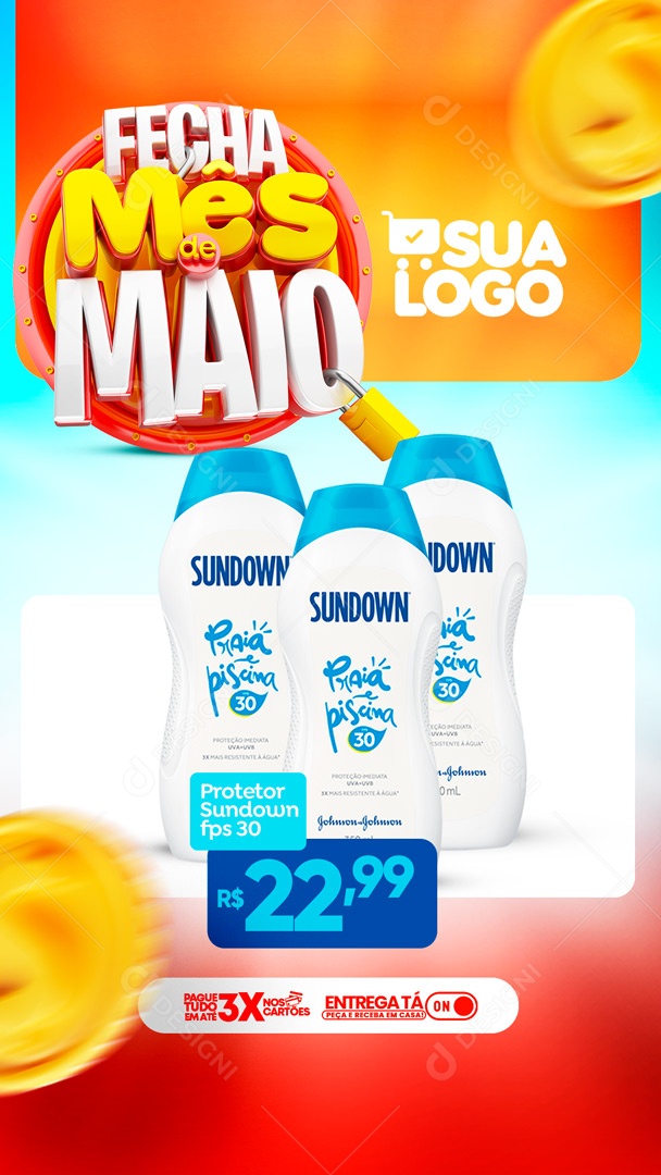 Social Media Story Fecha Mês De Maio Protetor Solar PSD Editavel