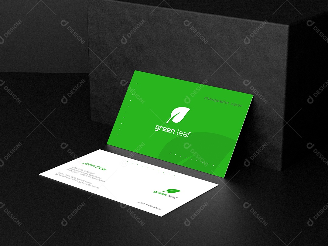 Cartão de Visita Branco e Verde Frente e Verso PSD