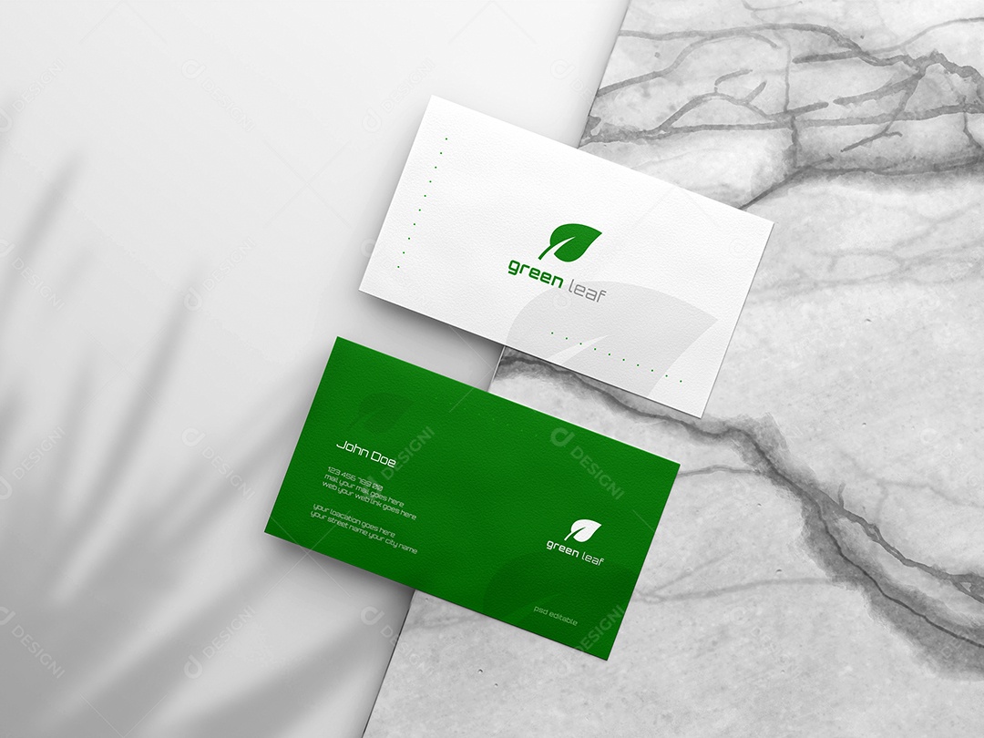 Modelo de Cartão de Visita Branco e Verde Verso Frente e Verso PSD