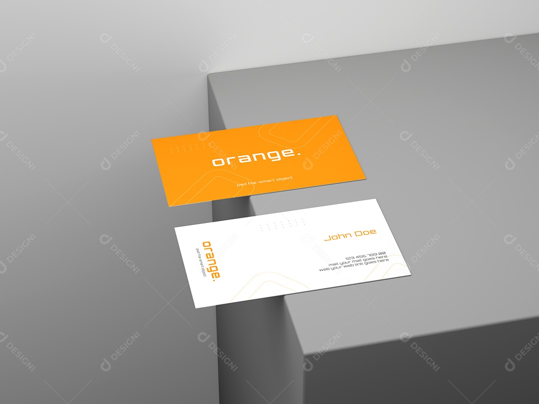 Modelo de Cartão de Visita Branco e Laranja Verso Frente e Verso PSD