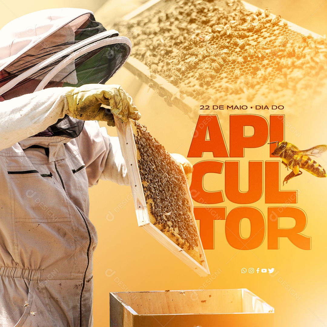 Dia do Apicultor 22 de Maio  Homenagem a quem preserva nossa biodiversidade Social Media PSD Editável