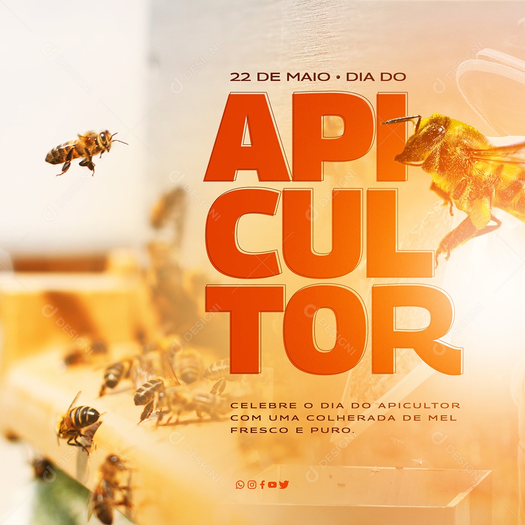 Dia do Apicultor - Homenagem a quem preserva nossa biodiversidade Social Media PSD Editável