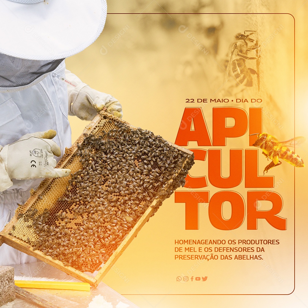 Dia do Apicultor 22 de Maio Homenagem a quem preserva nossa biodiversidade Social Media PSD Editável