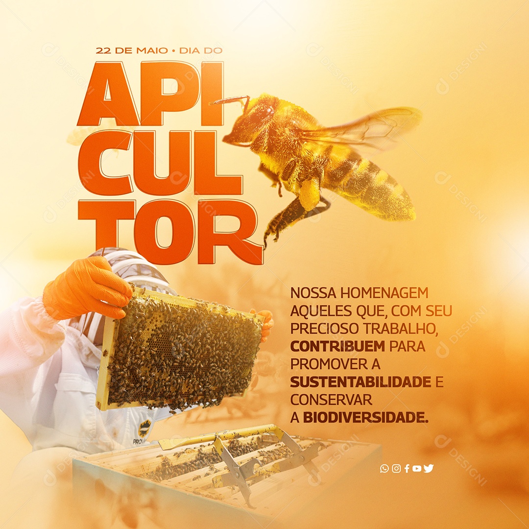 Dia do Apicultor - Homenagem a quem preserva nossa biodiversidade Social Media PSD Editável