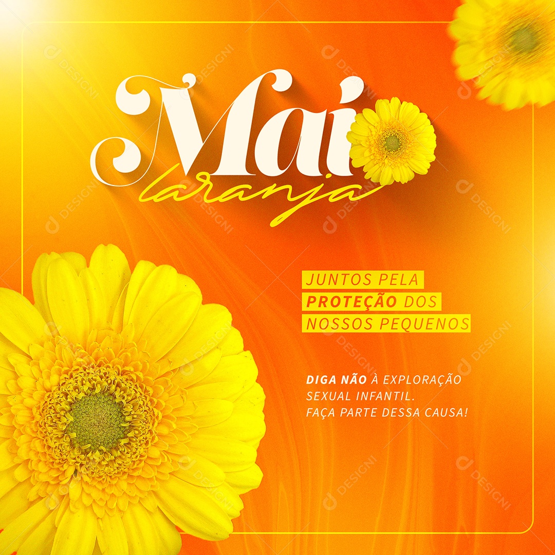 Maio Laranja Mês de Combate Ao Abuso e Exploração Sexual de Crianças e Adolescentes Social Media PSD Editável