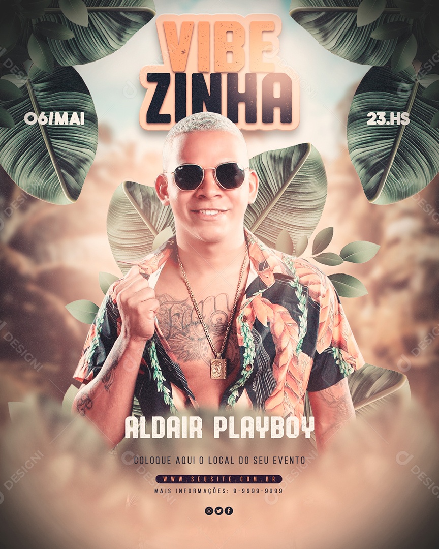Social Media Flyer Feed Vibezinha Aldair Playboy PSD Editavel