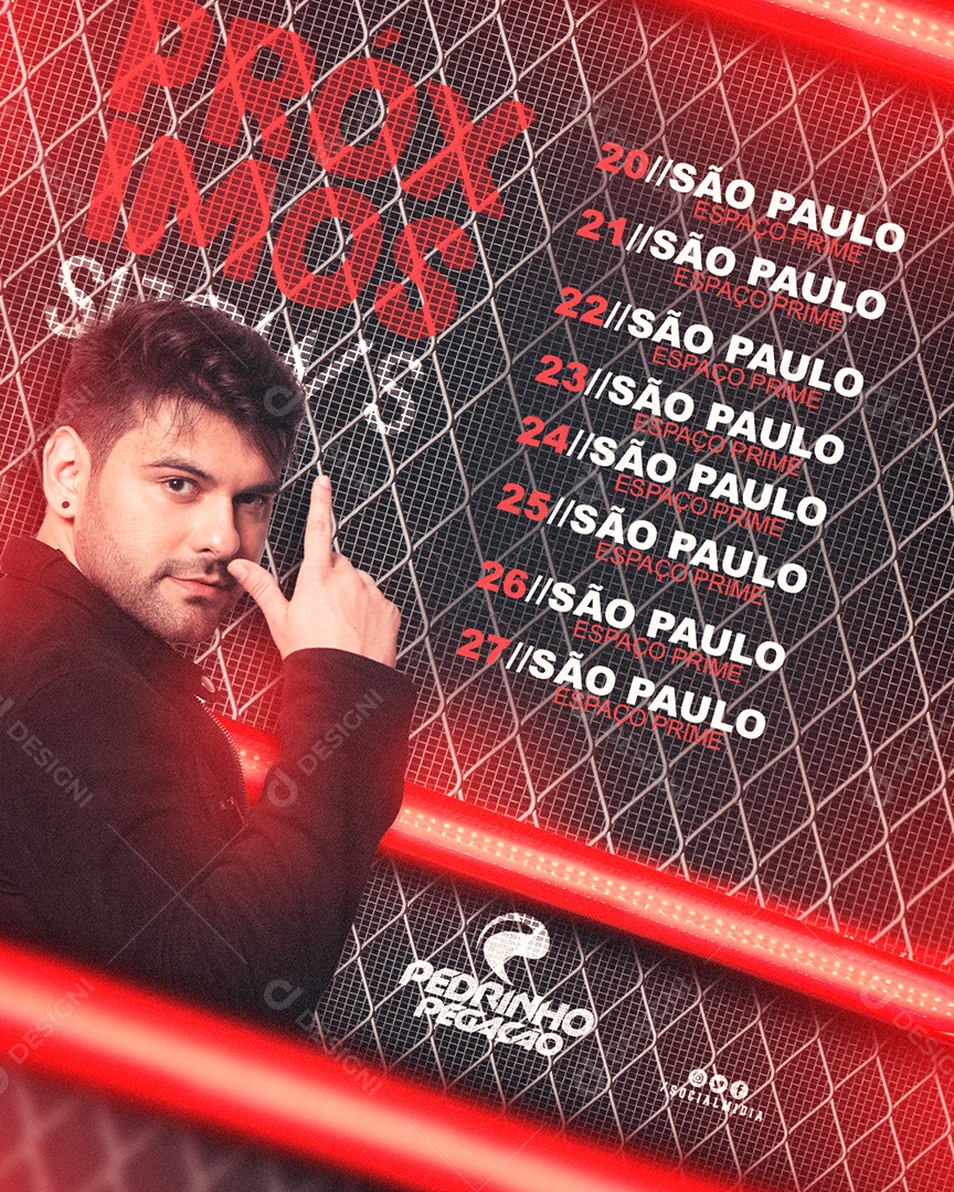 Social Media Flyer Feed Próximos Shows Pedrinho Pegação PSD Editavel