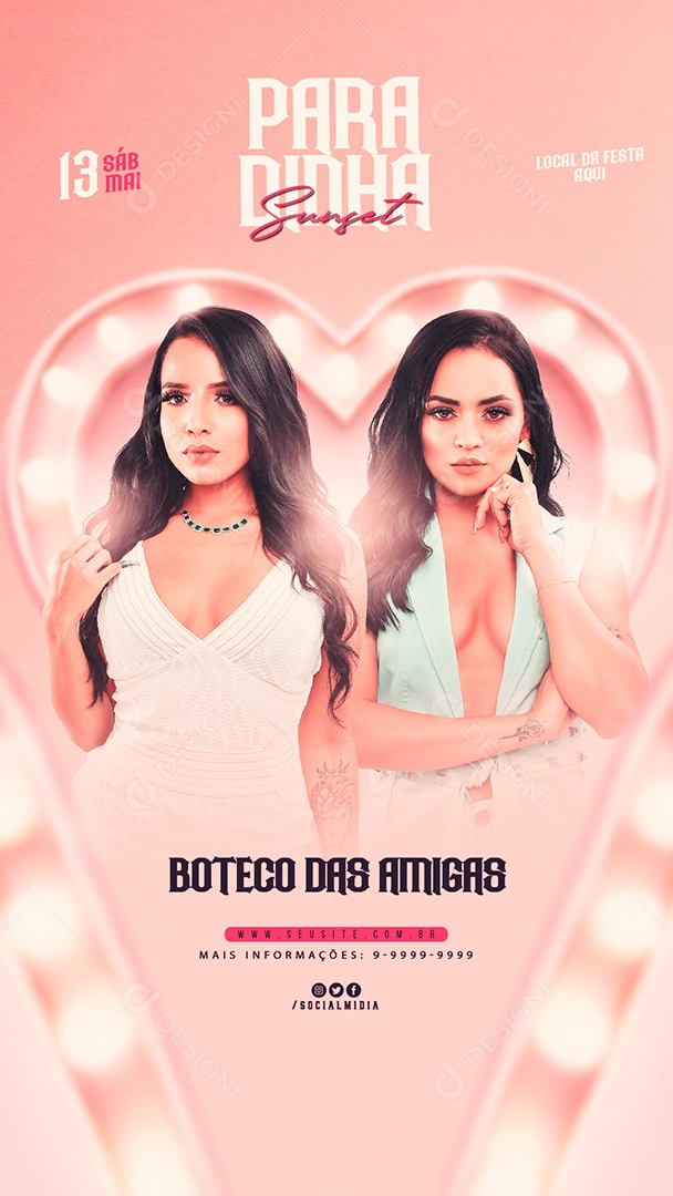 Social Media Flyer Story Evento Paradinha Sunset Boteco Das Amigas PSD Editavel