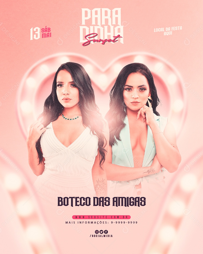 Social Media Flyer Feed Evento Paradinha Sunset Boteco Das Amigas PSD Editavel