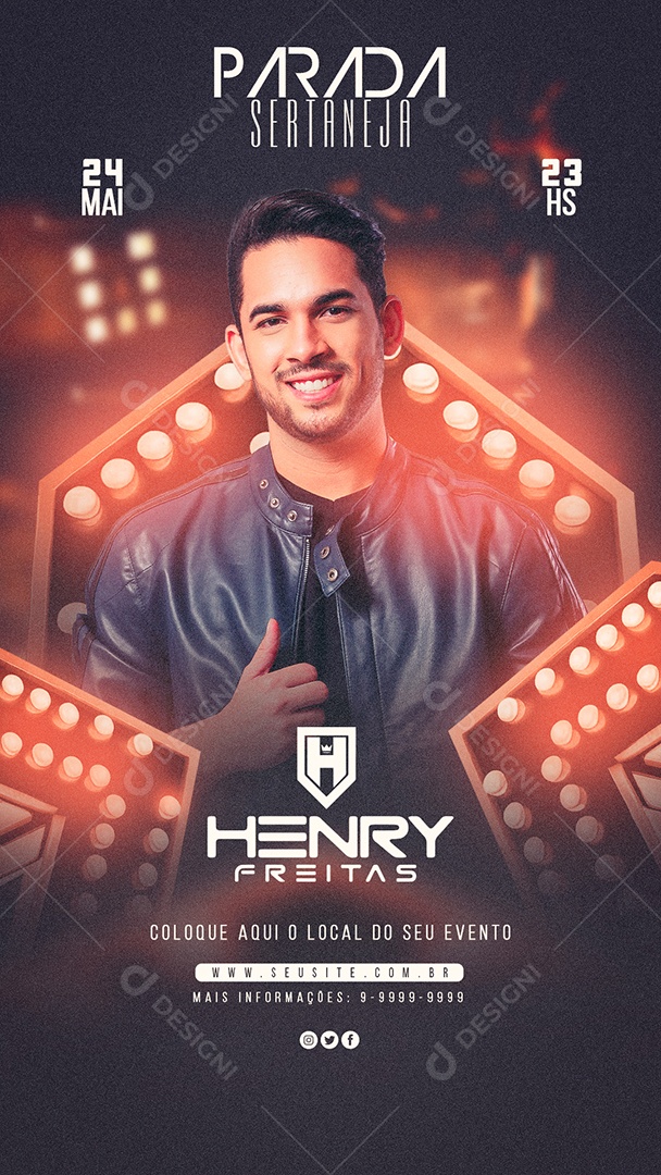 Social Media Flyer Story Evento Parada Sertaneja Henry Freitas PSD Editavel