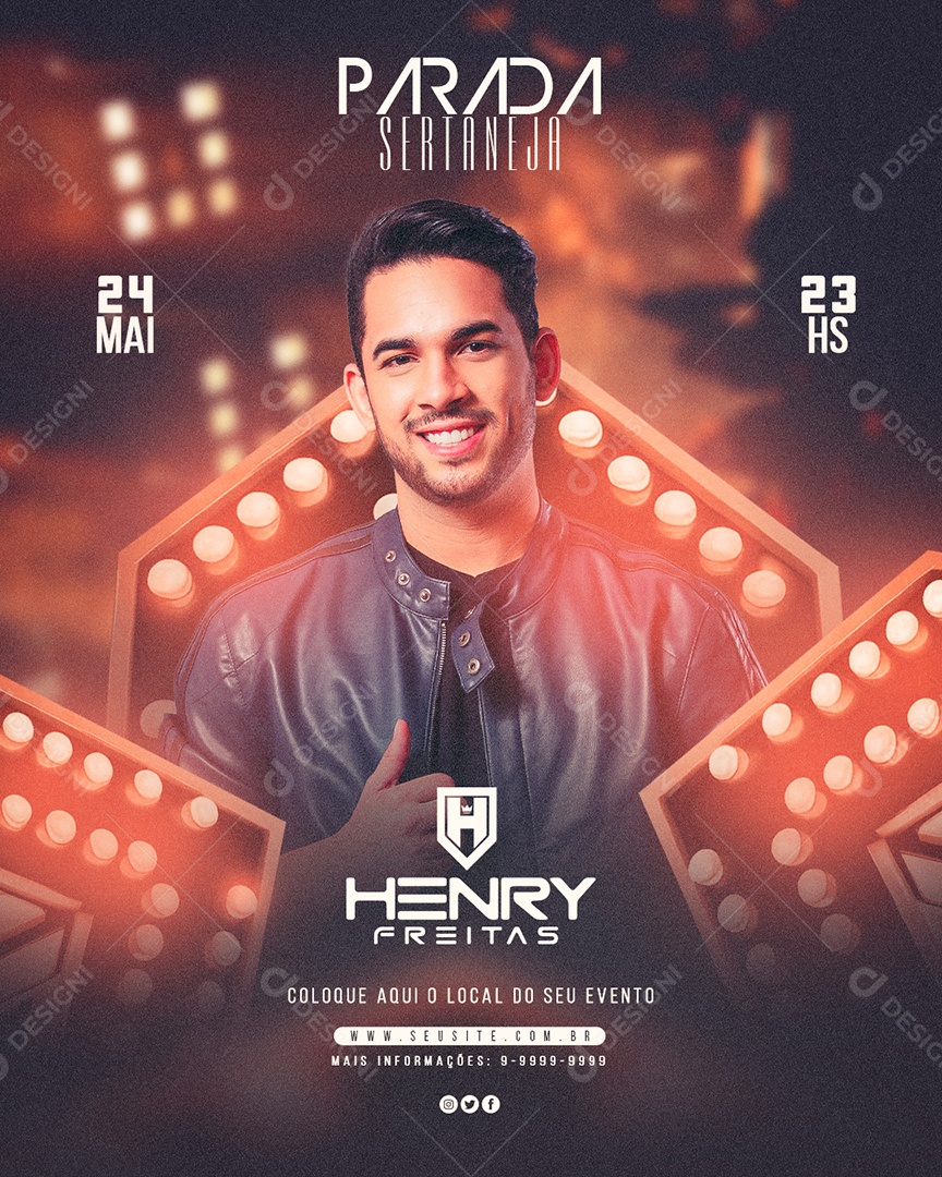 Social Media Flyer Feed Evento Parada Sertaneja Henry Freitas PSD Editavel
