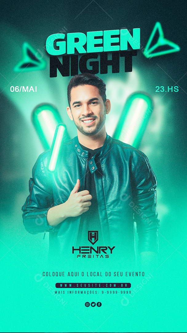 Flyer Story Green Night Henry Freitas Social Media PSD Editavel