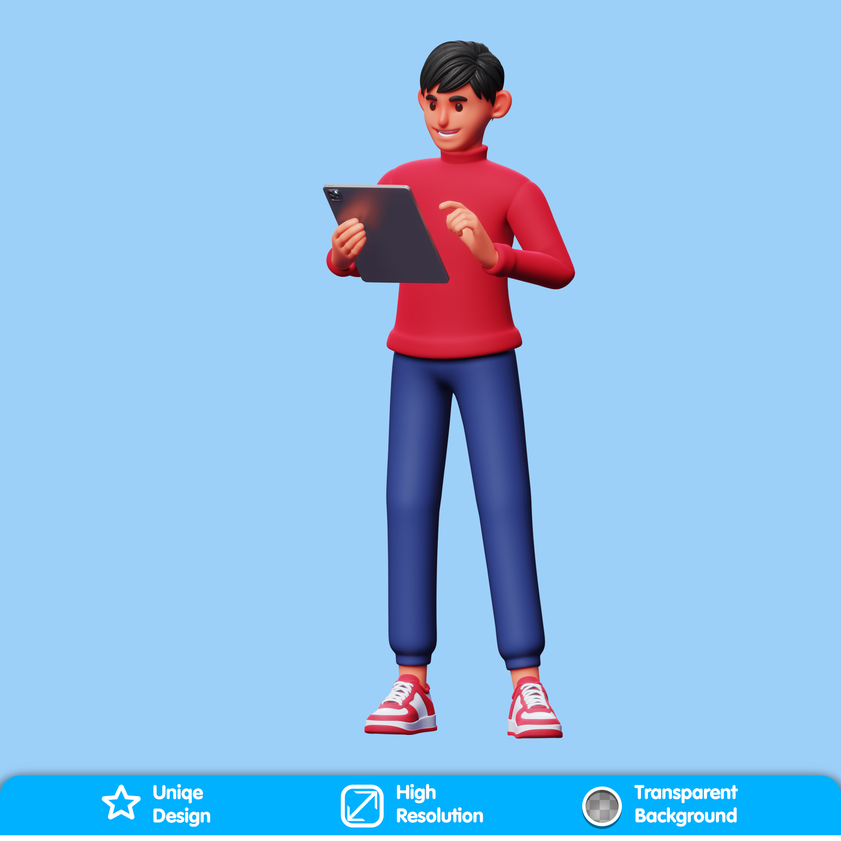 Personagem Comemorando Elemento 3D Composição PSD