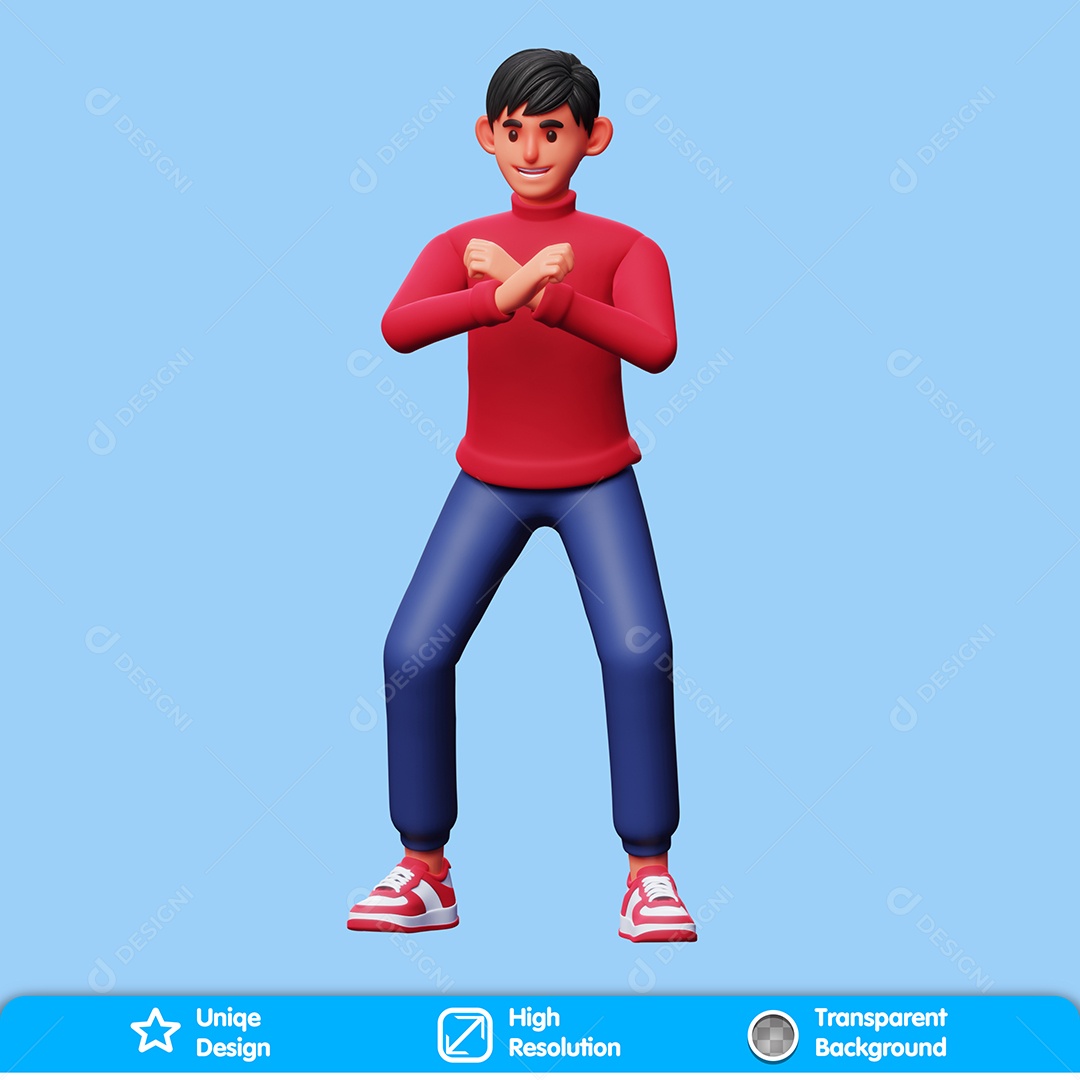 Personagem Com Punhos Cruzados Elemento 3D Para Composição PSD