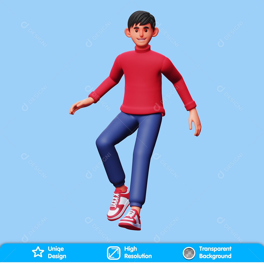 Personagem Se Movimentando  Elemento 3D Para Composição PSD