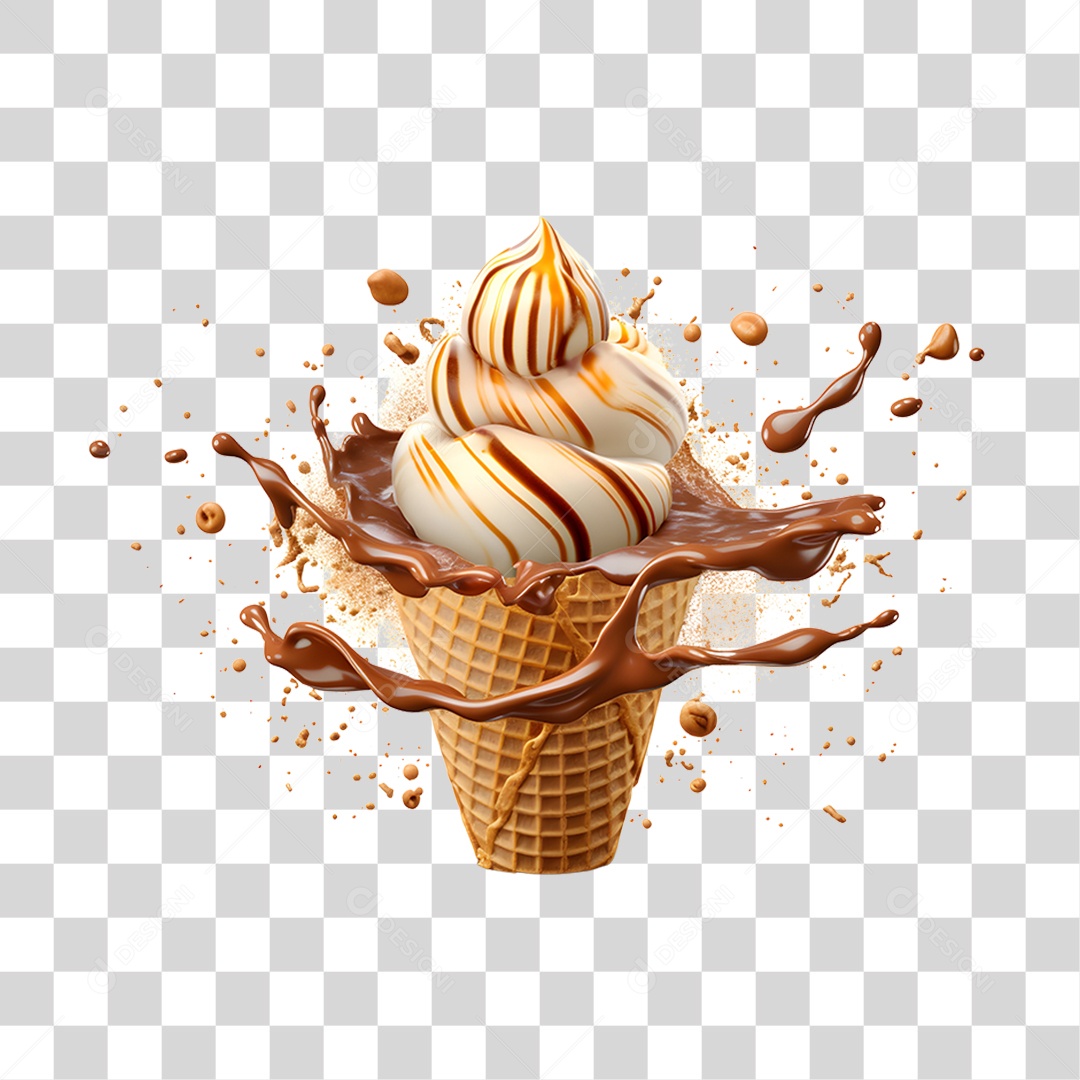 Sorvete de casquinha cremoso PNG Transparente