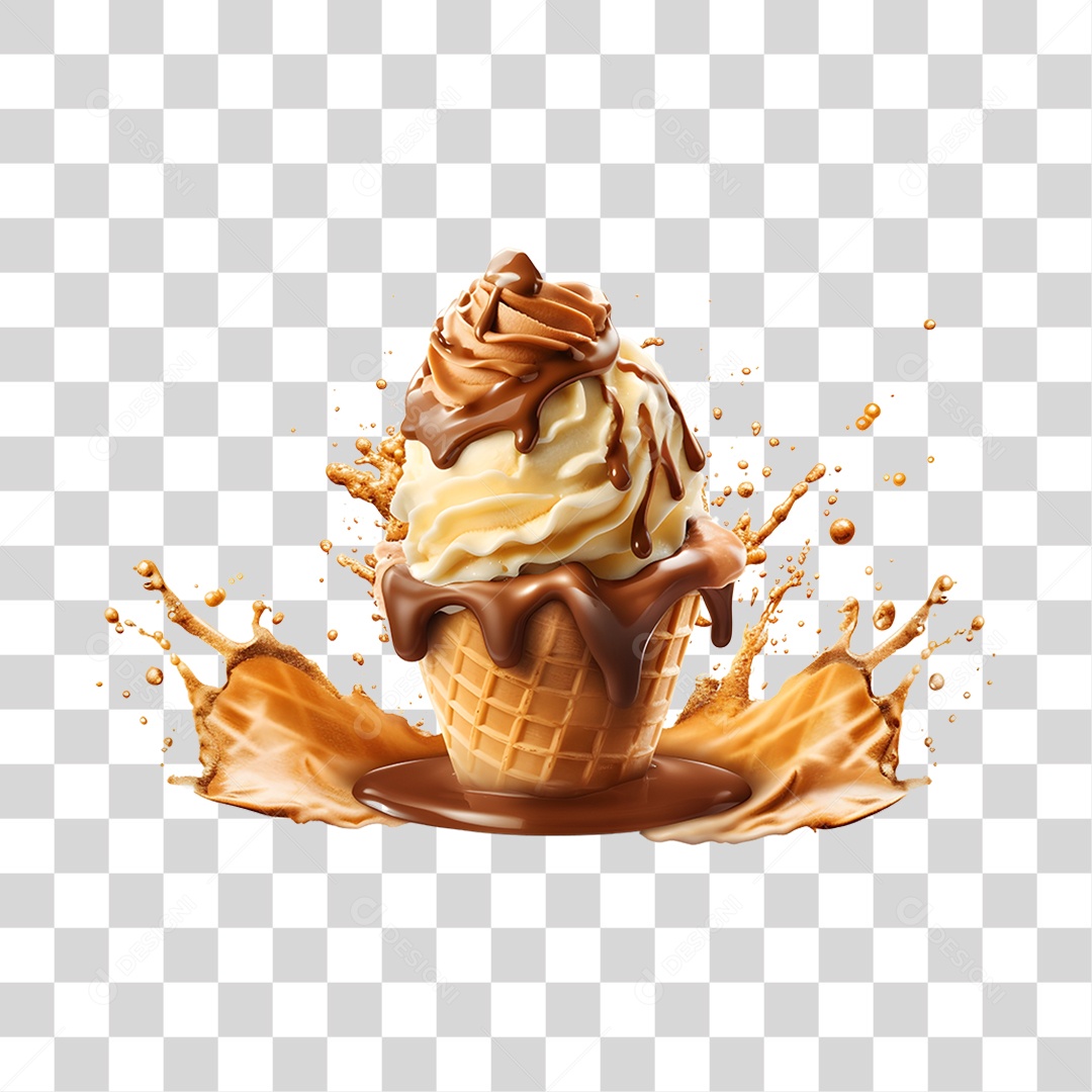 Sorvete de casquinha saboroso PNG Transparente
