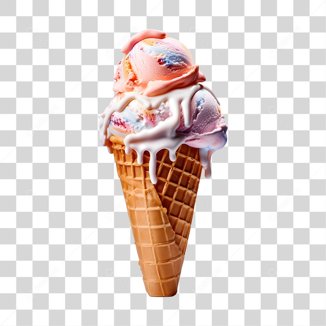 Sorvete de casquinha saboroso PNG Transparente