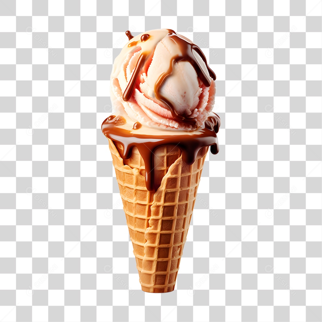 Sorvete de casquinha cremoso PNG Transparente