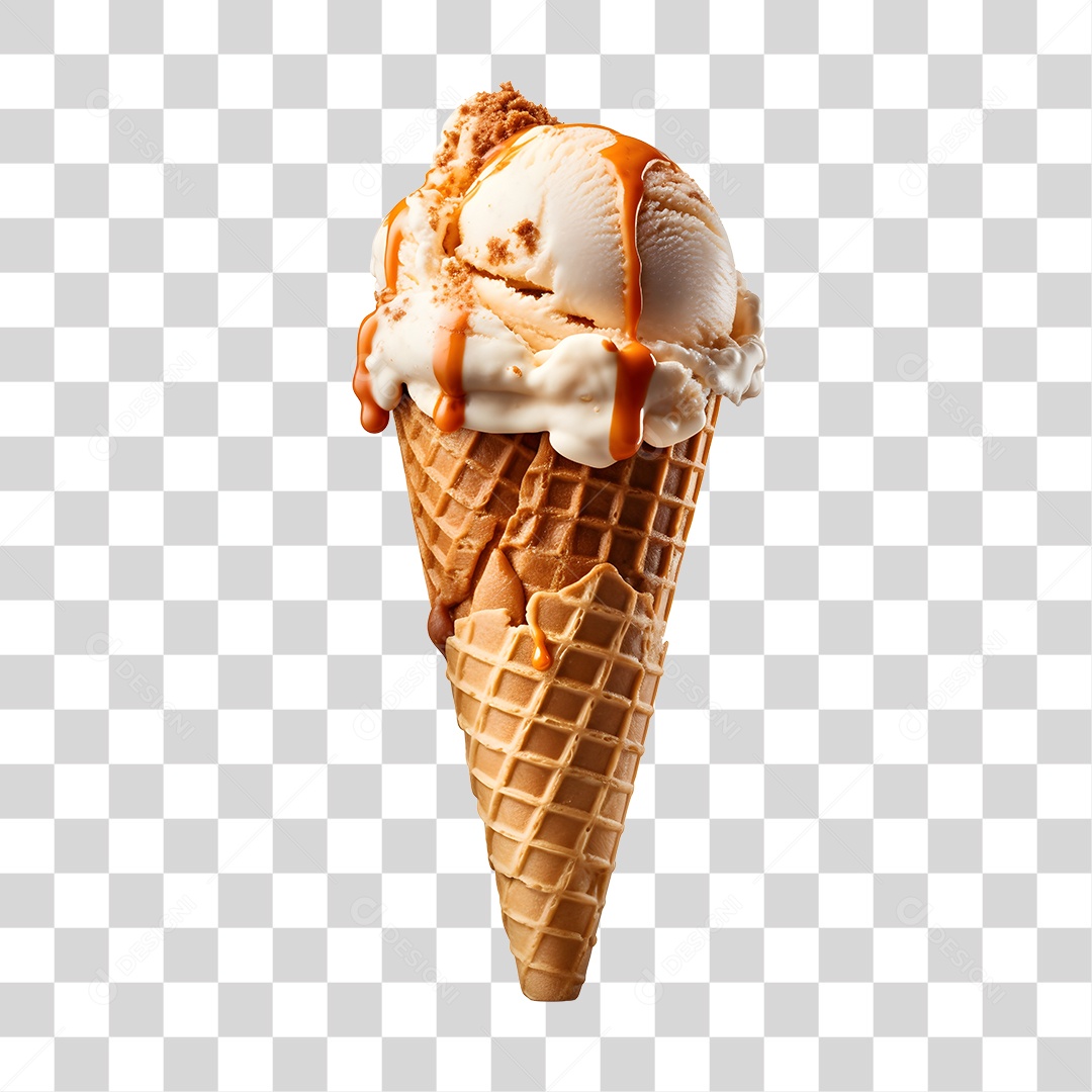 Sorvete de casquinha cremoso PNG Transparente