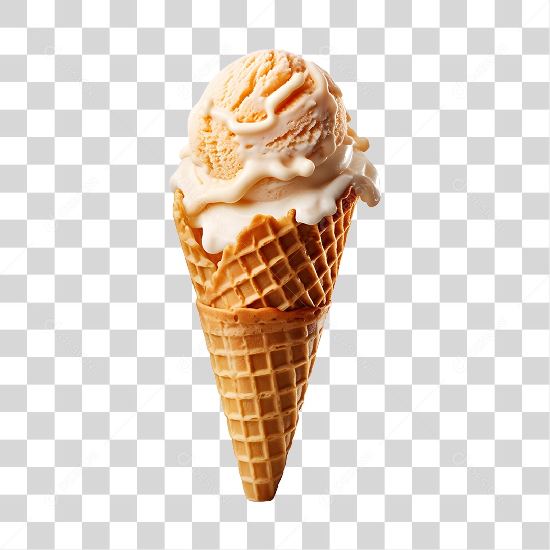 Sorvete de Casquinha Cremoso PNG Transparente