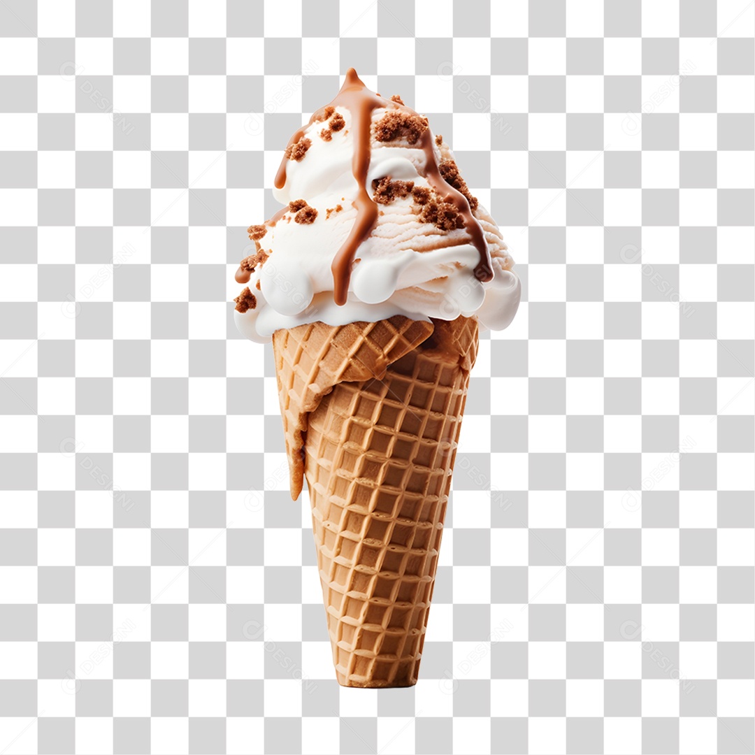 Sorvete de Casquinha Cremoso PNG Transparente