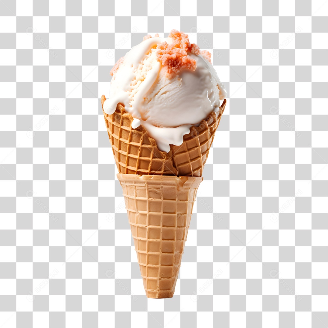 Sorvete de Casquinha saboroso e delicioso PNG Transparente