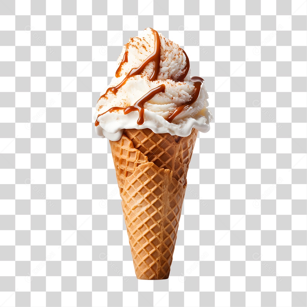 Sorvete de Casquinha saboroso e delicioso PNG Transparente