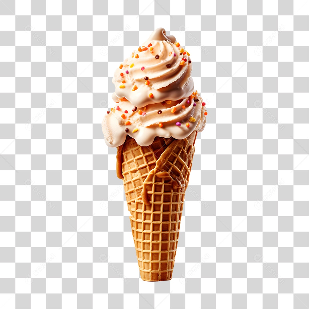 Sorvete de Casquinha saboroso e delicioso PNG Transparente