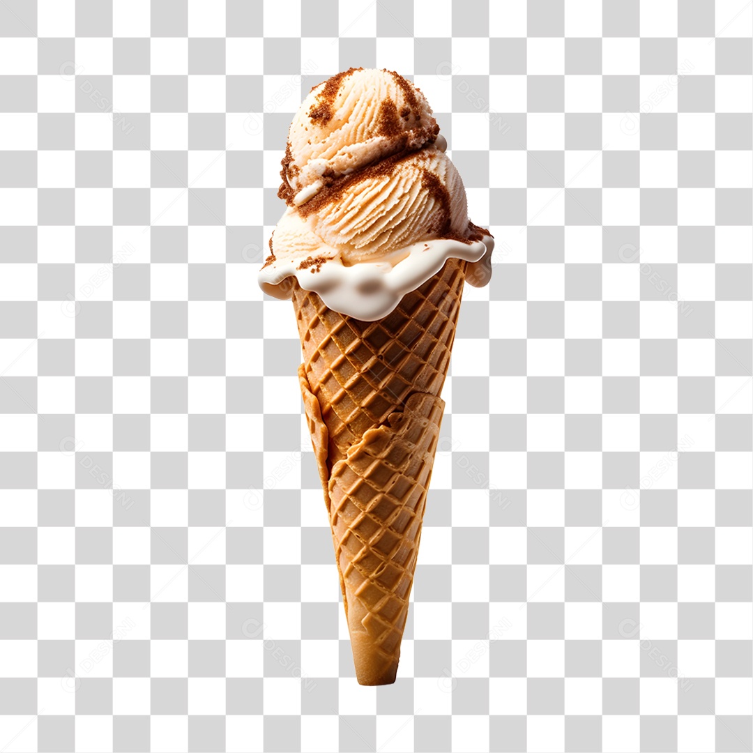 Sorvete de Casquinha saboroso e delicioso PNG Transparente