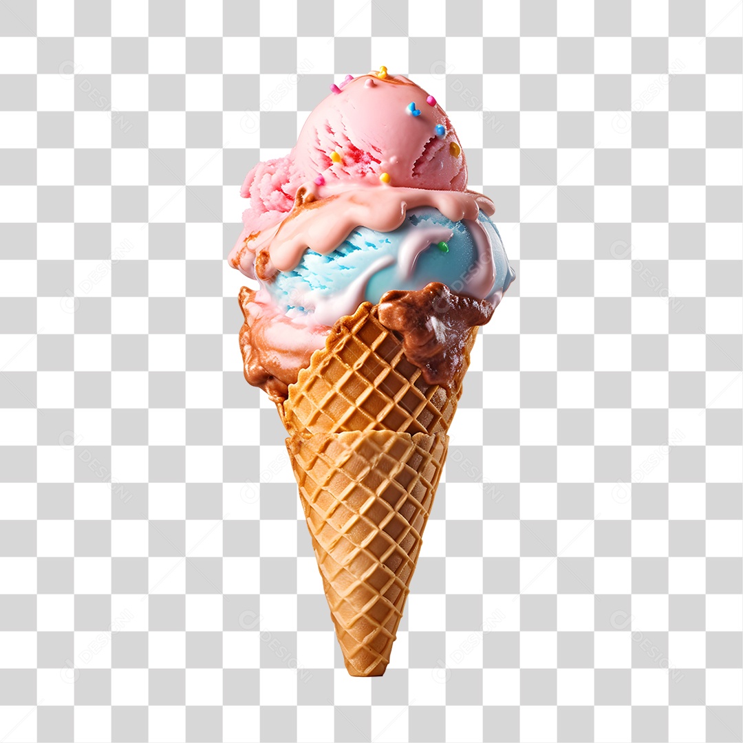 Sorvete de Casquinha saboroso e delicioso PNG Transparente