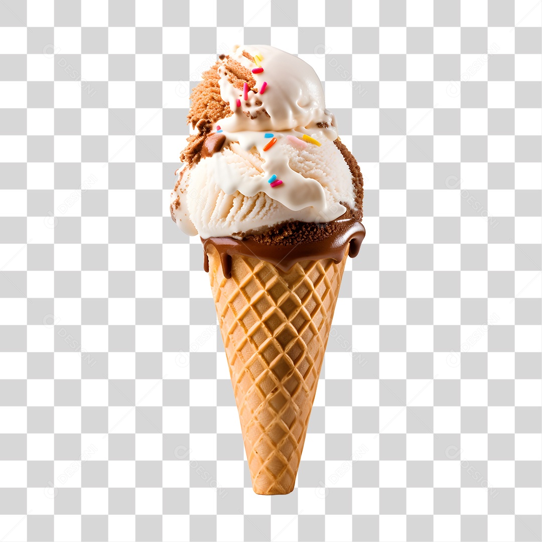 Sorvete de Casquinha saboroso e delicioso PNG Transparente