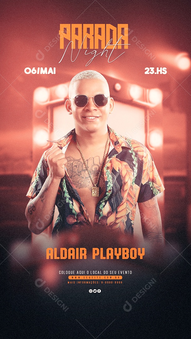 Social Media Flyer Story Parada Nigth Aldair Playboy PSD Editavel