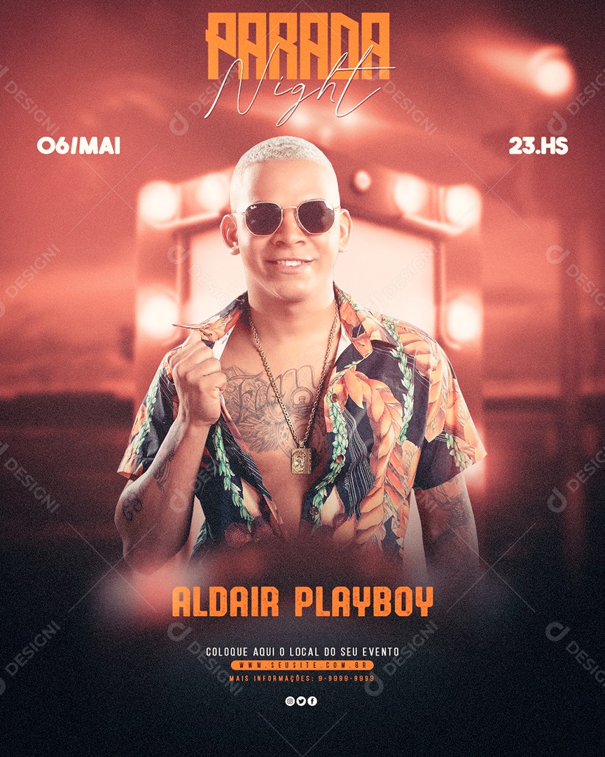 Social Media Flyer Feed Parada Nigth Aldair Playboy PSD Editavel