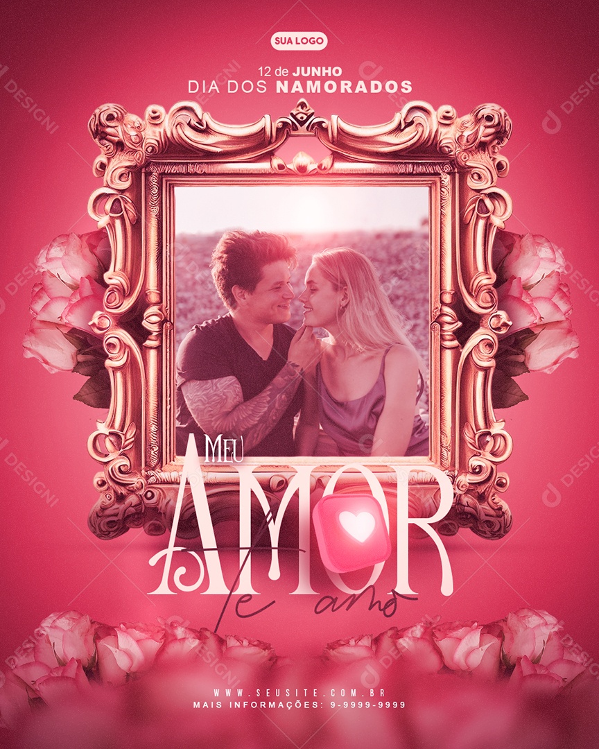 Social Media Feed Quadro Dia Dos Namorados Meu Amor Te Amo PSD Editável