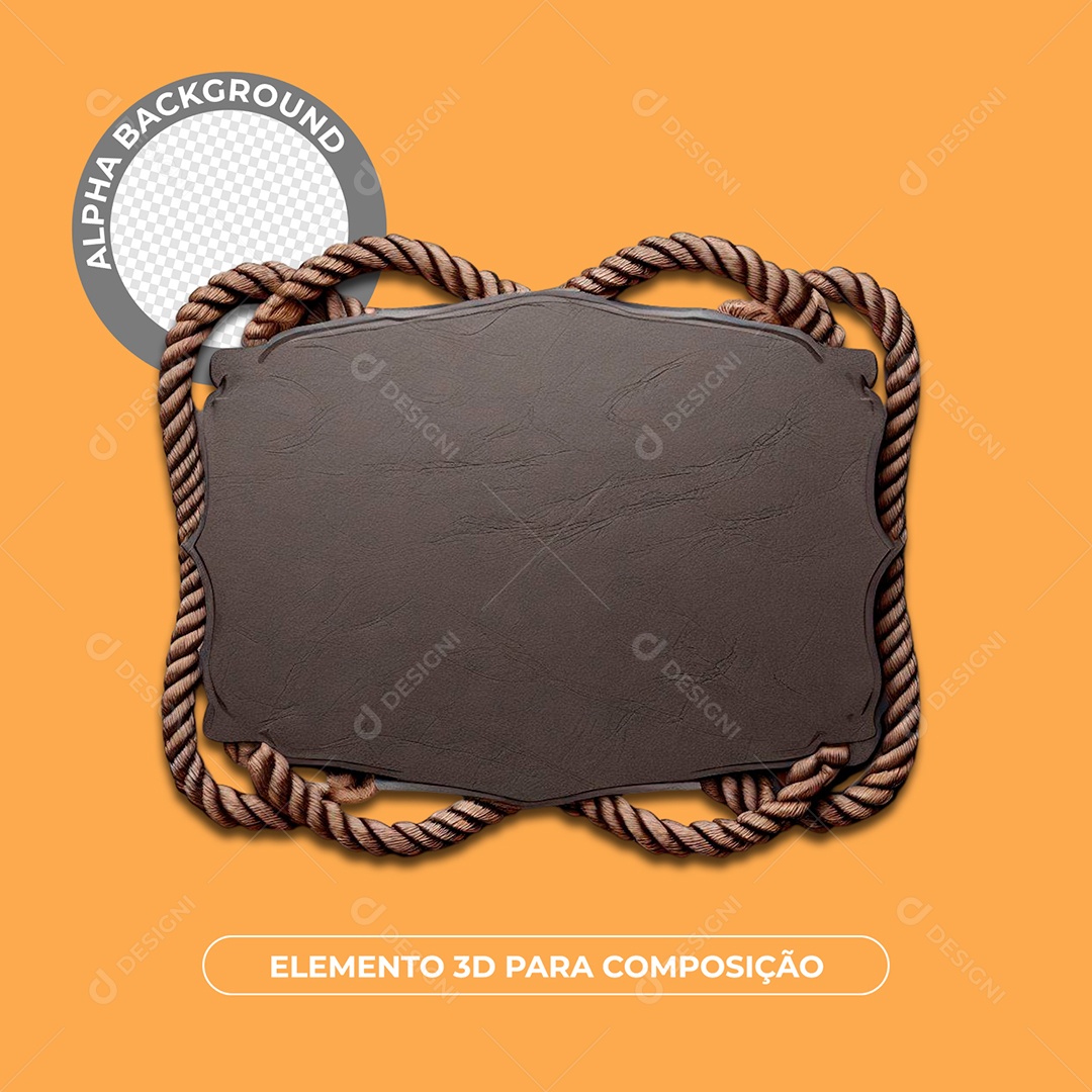 Elemento 3D Forma Quadrado De Madeira Para Composição PSD