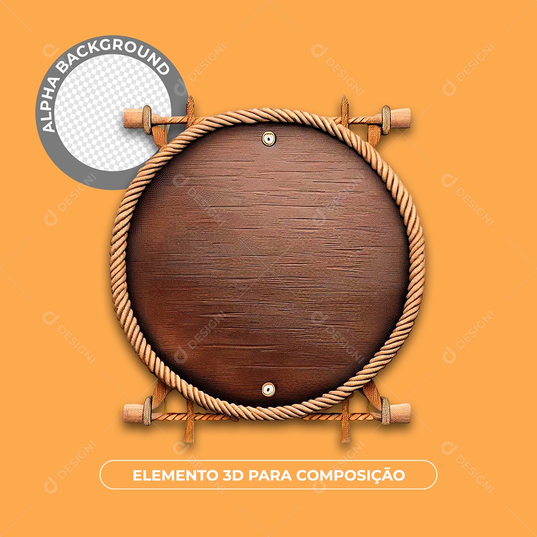 Elemento 3D Circulo De Madeira Para Composição PSD