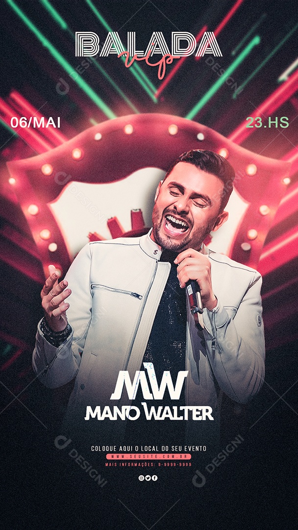 Social Media Flyer Story Evento Balada Vip Mano Walter PSD Editavel