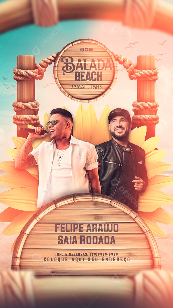 Social Media Flyer Story Balada Beach Felipe Araújo Saia Rodada PSD Editavel