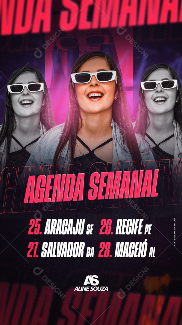 Story Flyer Agenda Semanal Aline Souza Social Media PSD Editável