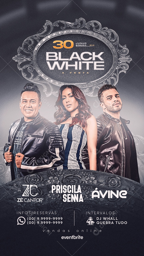 Social Media Flyer Story Black White PSD Editável