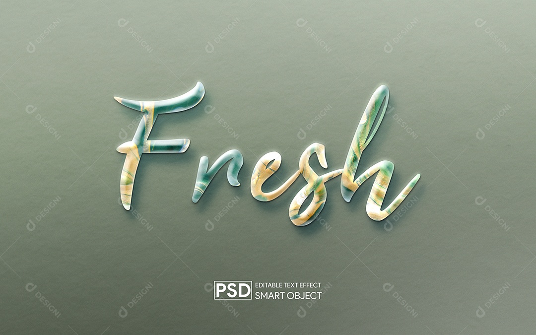 Efeito de Texto 3D Fresh PSD Editável