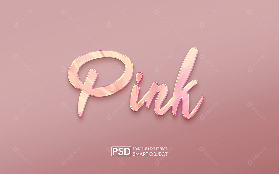 Efeito de Texto 3D Pink PSD Editável