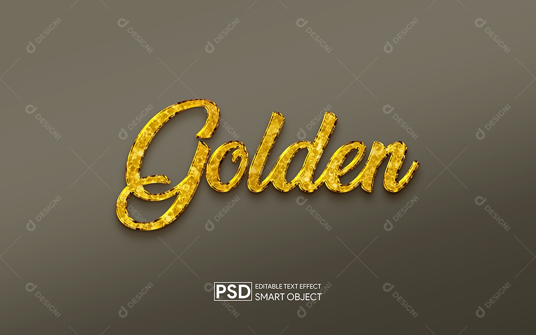 Efeito de Texto 3D Golden PSD Editável
