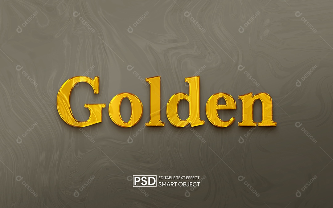 Efeito de Texto 3D Golden PSD Editável