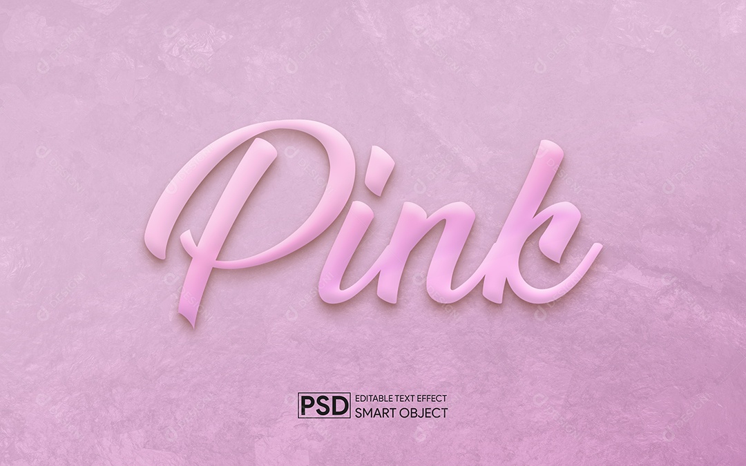 Efeito de Texto 3D Pink PSD Editável